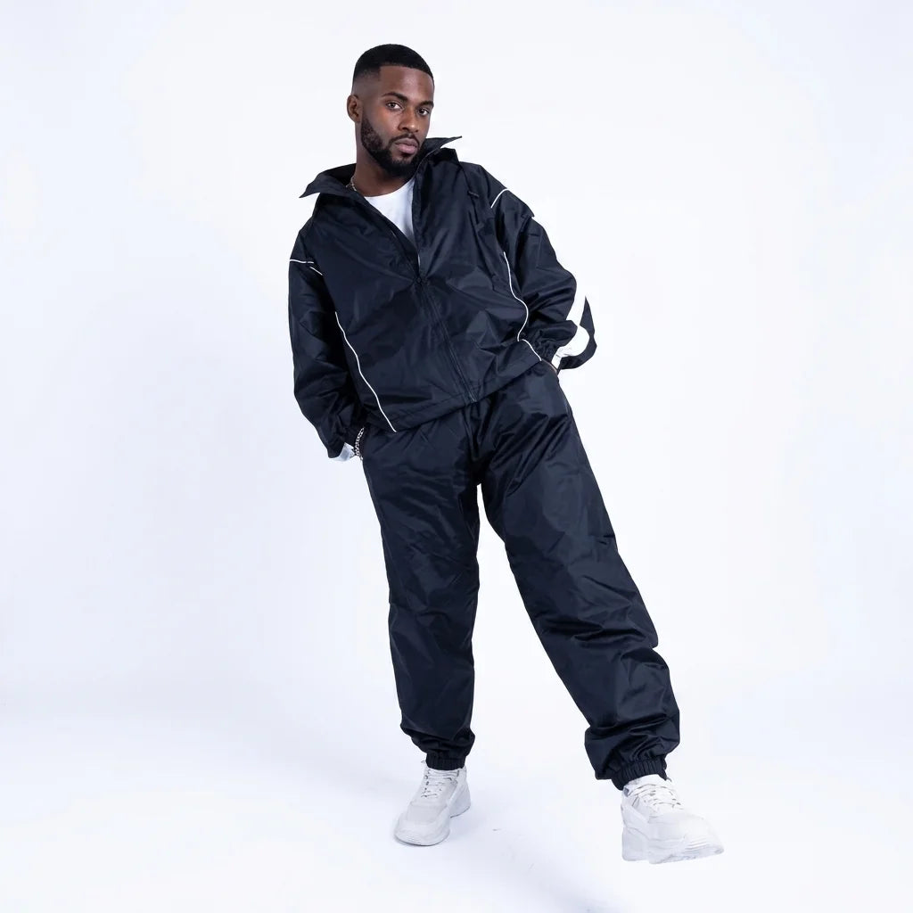 A Man worn Full-Zipper Nylon Warm-Up Set